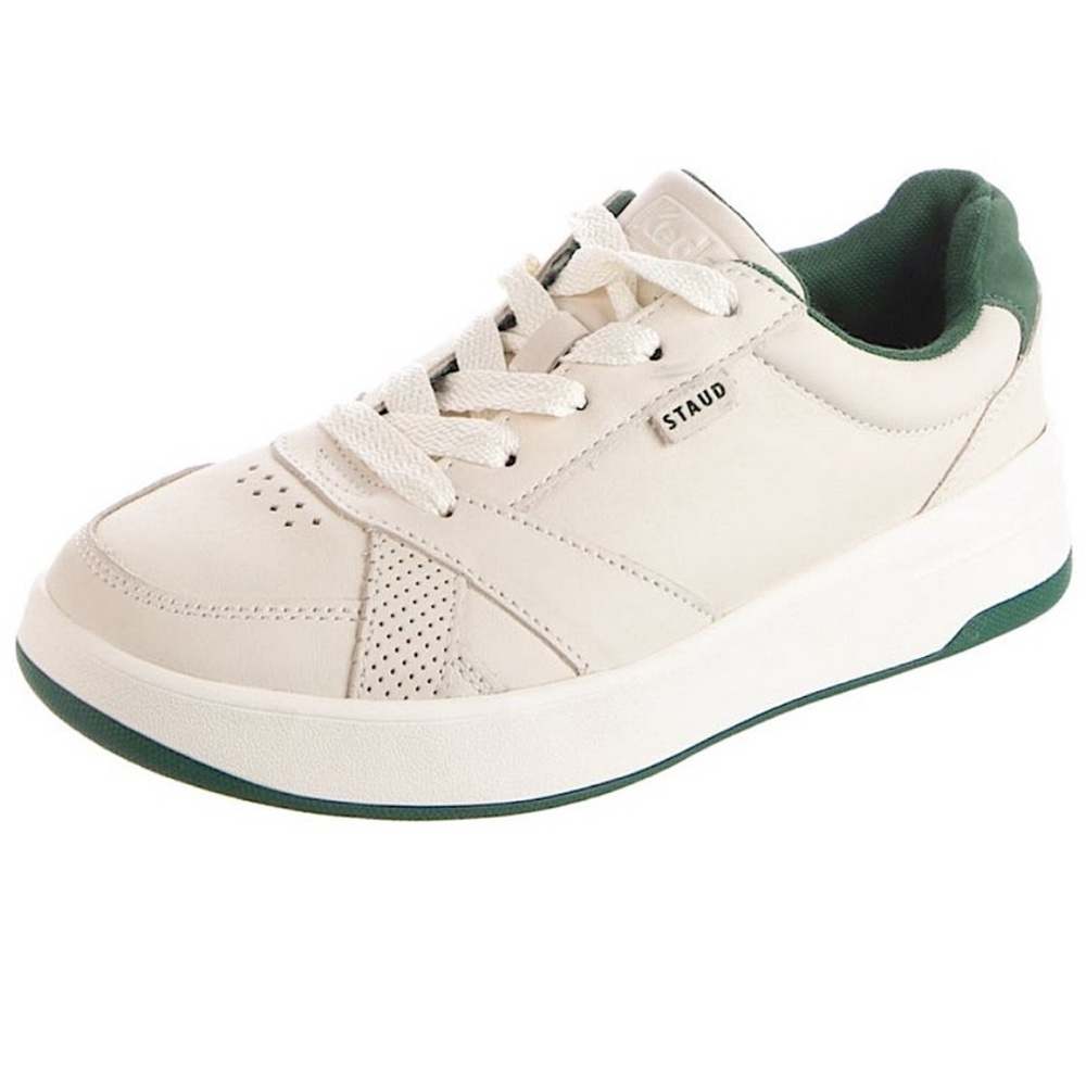 STAUD + KEDS The Court Sneaker Cream/ Green - Size 7